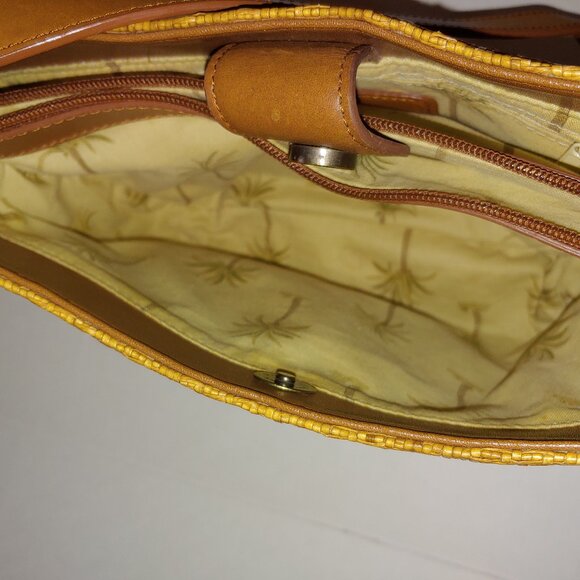 Fossil Basket Wave Woven Leather Handle Purse - Picture 10 of 12